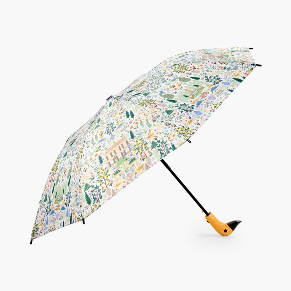 This adorable umbrella from Rifle Paper is everything you could wish for.
Printed