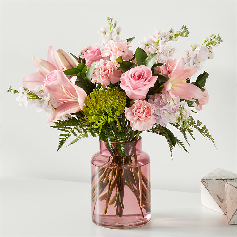 Make their day with this delicately gorgeous, softly hued bouquet of pink