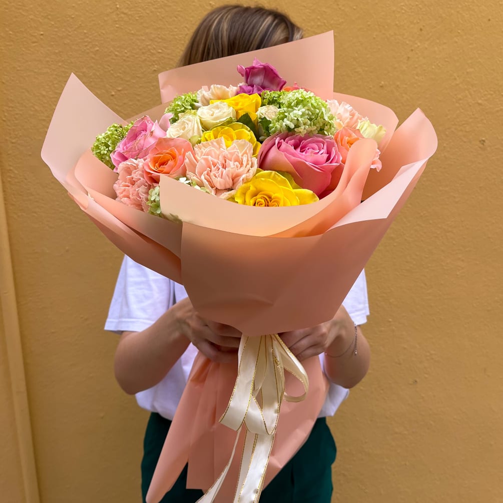 A colorful and lively hand-tied bouquet is an excellent choice for any