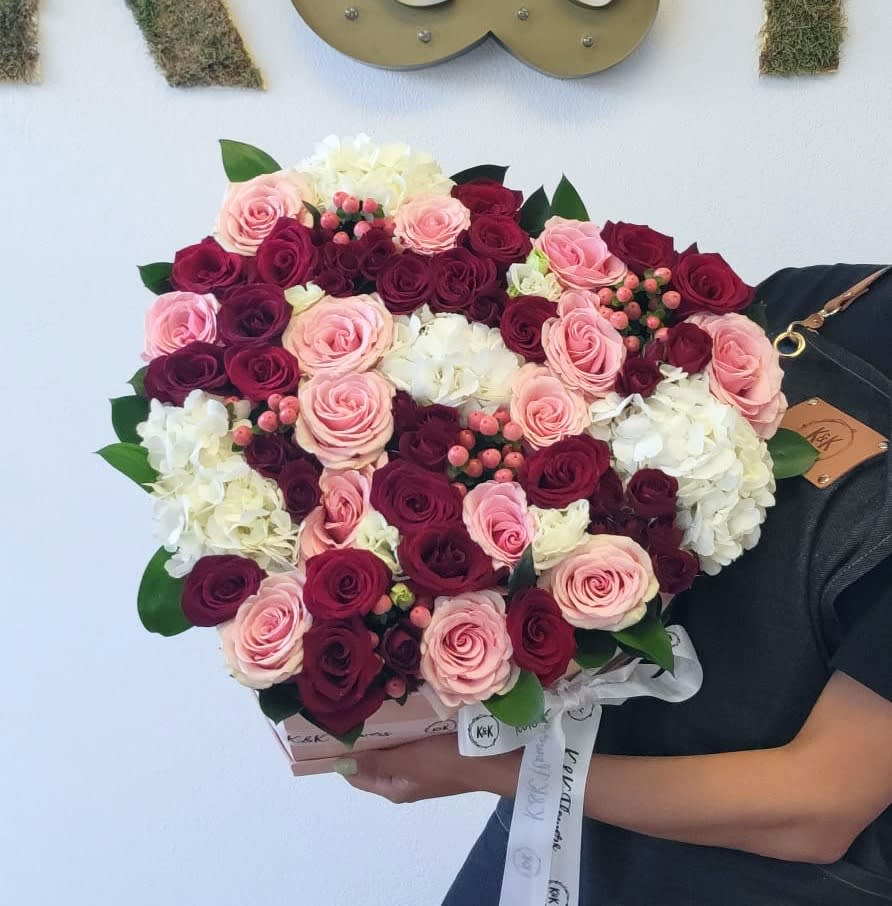 XXL Heart Pink, White, and Red by K&K Flowers