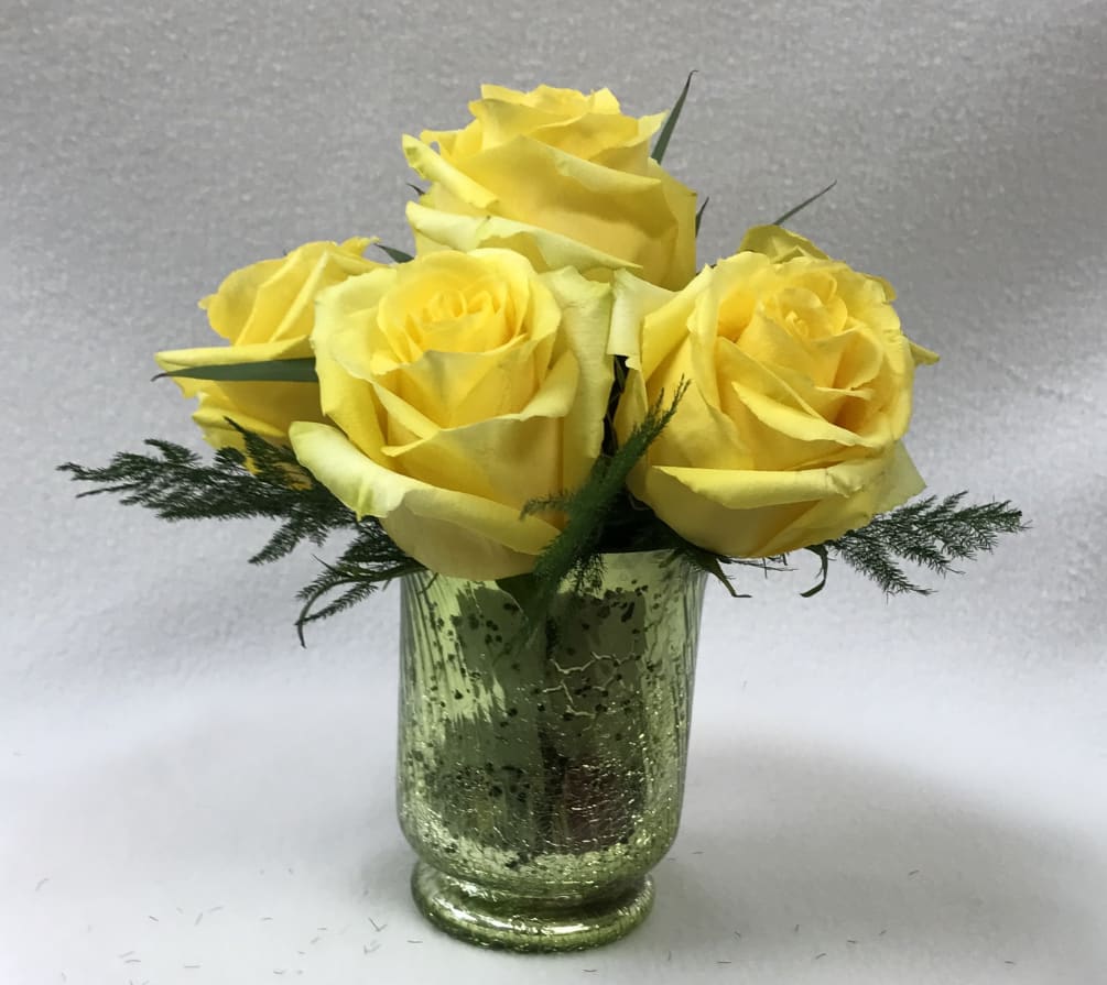 Five yellow roses in a compact arrangement. Container may vary.
Other colors of