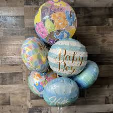 Baby Boy Balloon Bouquet with latex and mylar balloons