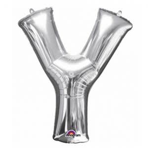 Large Y mylar balloon. Only available in silver. 