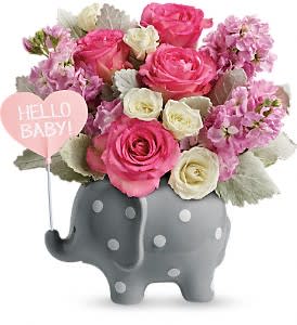 Welcome her with open arms, and ears! This sweet ceramic elephant is