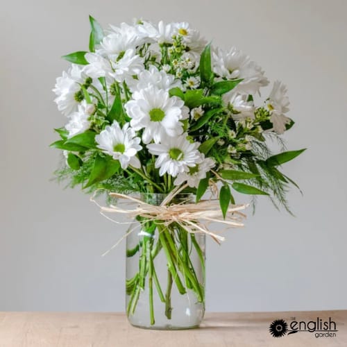 A Daisy A Day. A charming mix of white daisies paired with