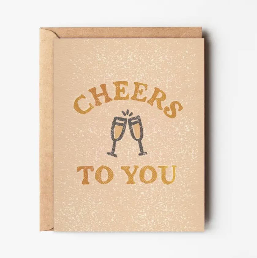 Cheers! A warm, celebratory congratulations card.
Need a handwritten card? Let us write