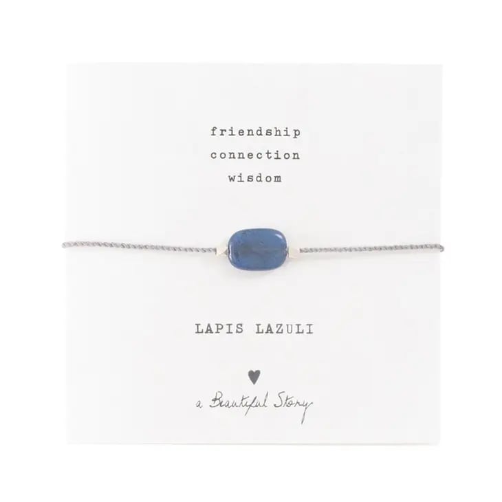 This bracelet is made of a cotton thread and a lapis lazuli
