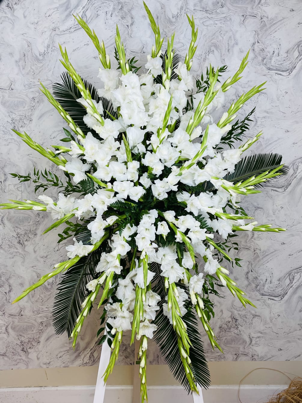 *NEW*
Send your deepest condolences with these Gladiolus Wooden Standing Spray for the