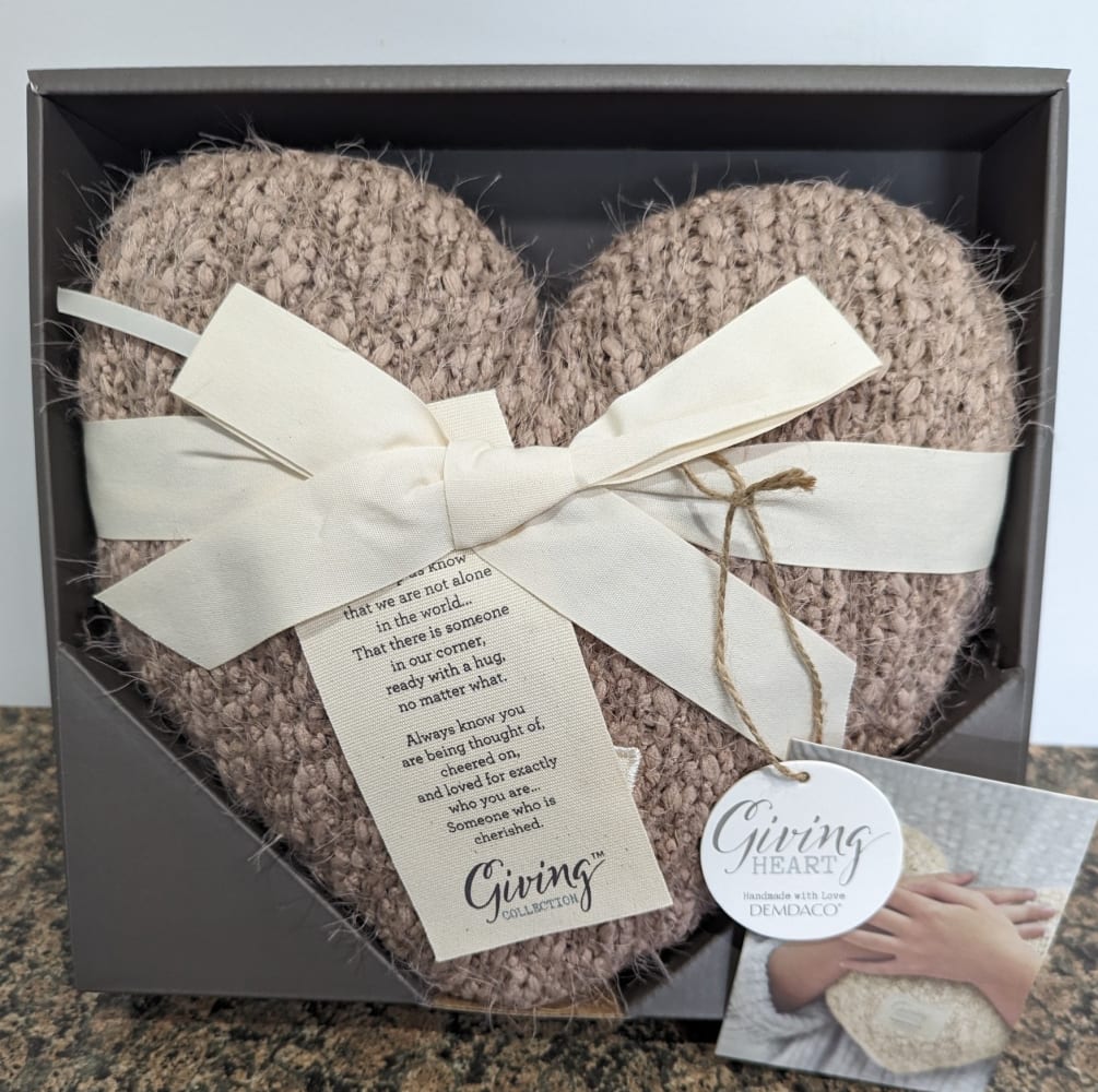 Taupe Giving Heart Pillow by Garden of Eden Florist
