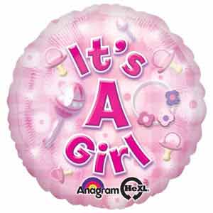 Select this cute pink it&#039;s a girl mylar balloon.