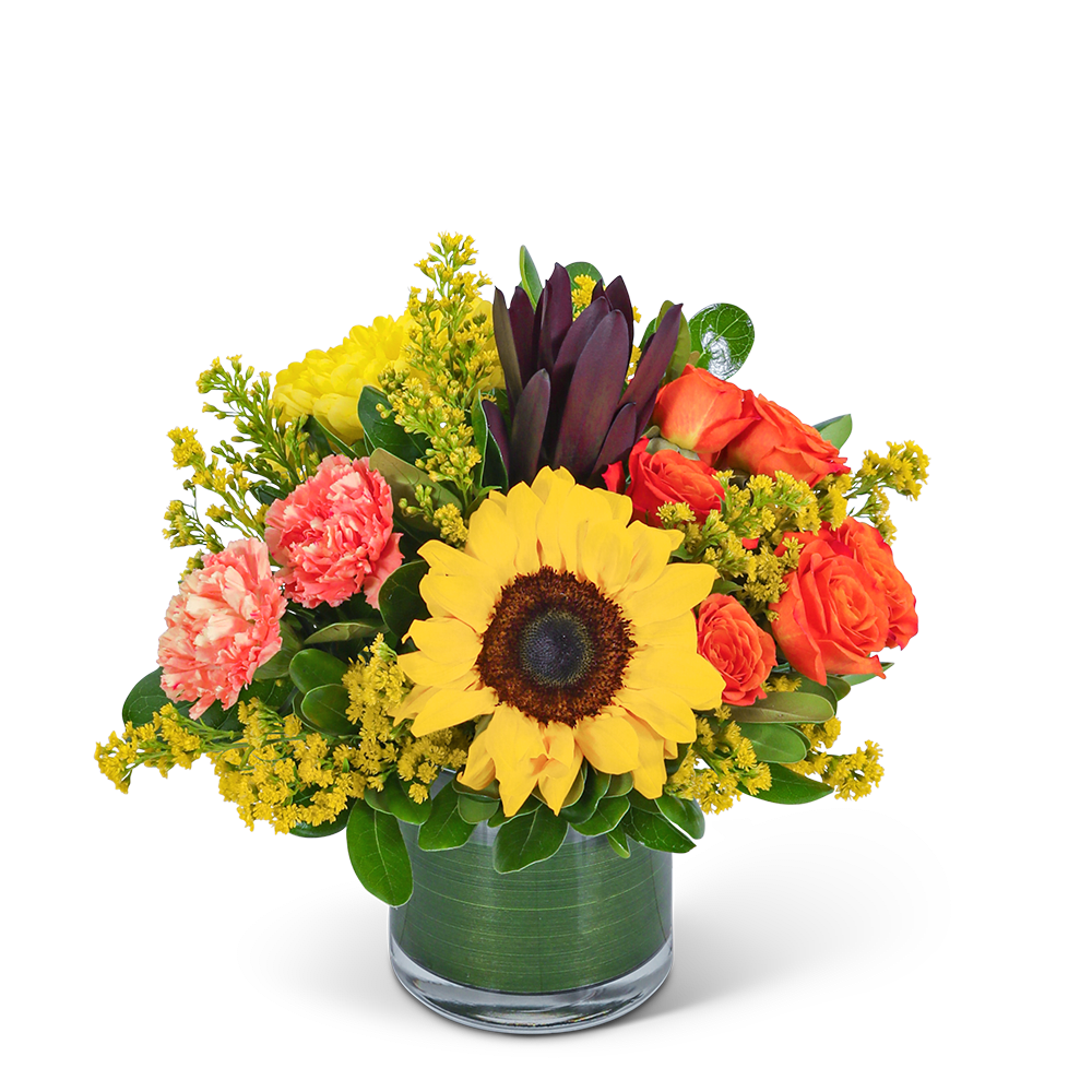 This bright, cheery floral arrangement will add a little flair to any