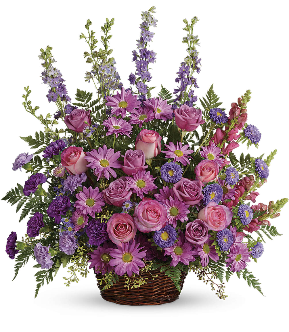 Soothing lavender, respectful purple and compassionate pinks are combined beautifully in this