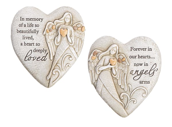 Memorial Pebble Angel - Heart Figurines 


51/8&quot; W. x 11/8&quot; D. x