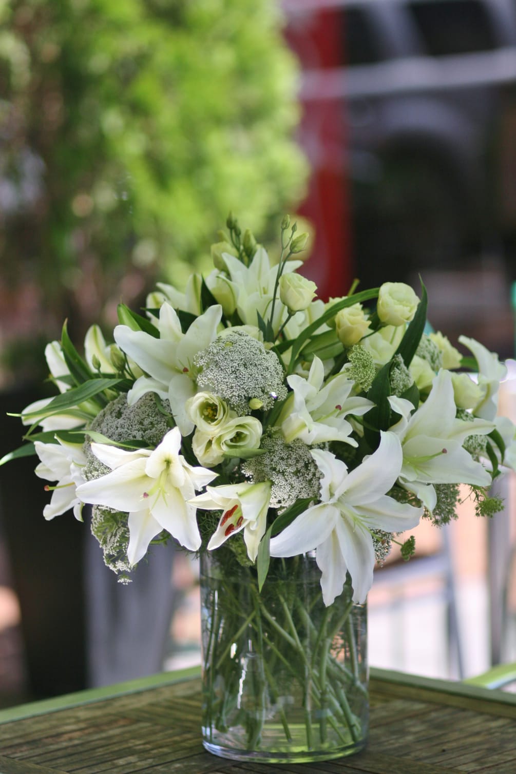 Nice mixture of white flowers - pure white elegant arrangement for all