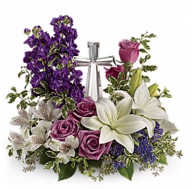 A bouquet to remember. This glorious garden of roses, lilies and alstroemeria
