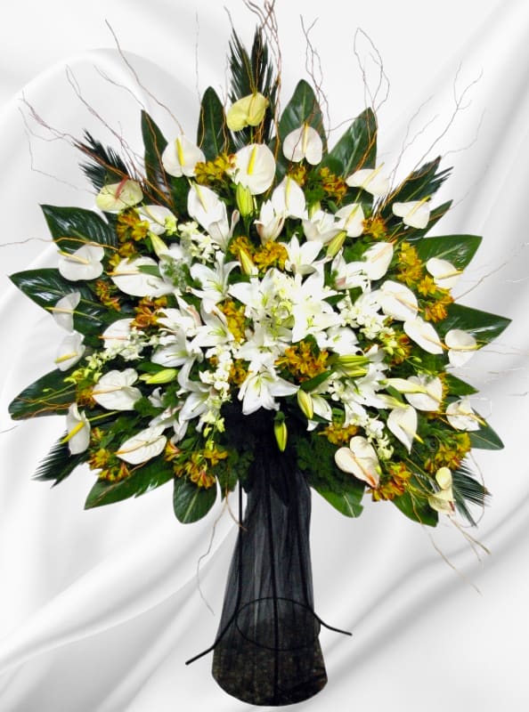 Standing basket arrangement with Anthurium ,Lilies ,Dendrobium Orchids and Alstroemerias very beautiful
