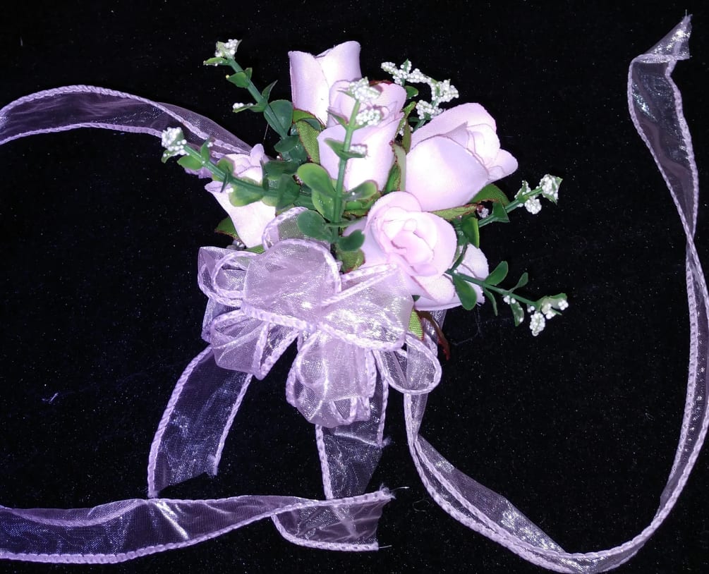 Silk store wrist corsage