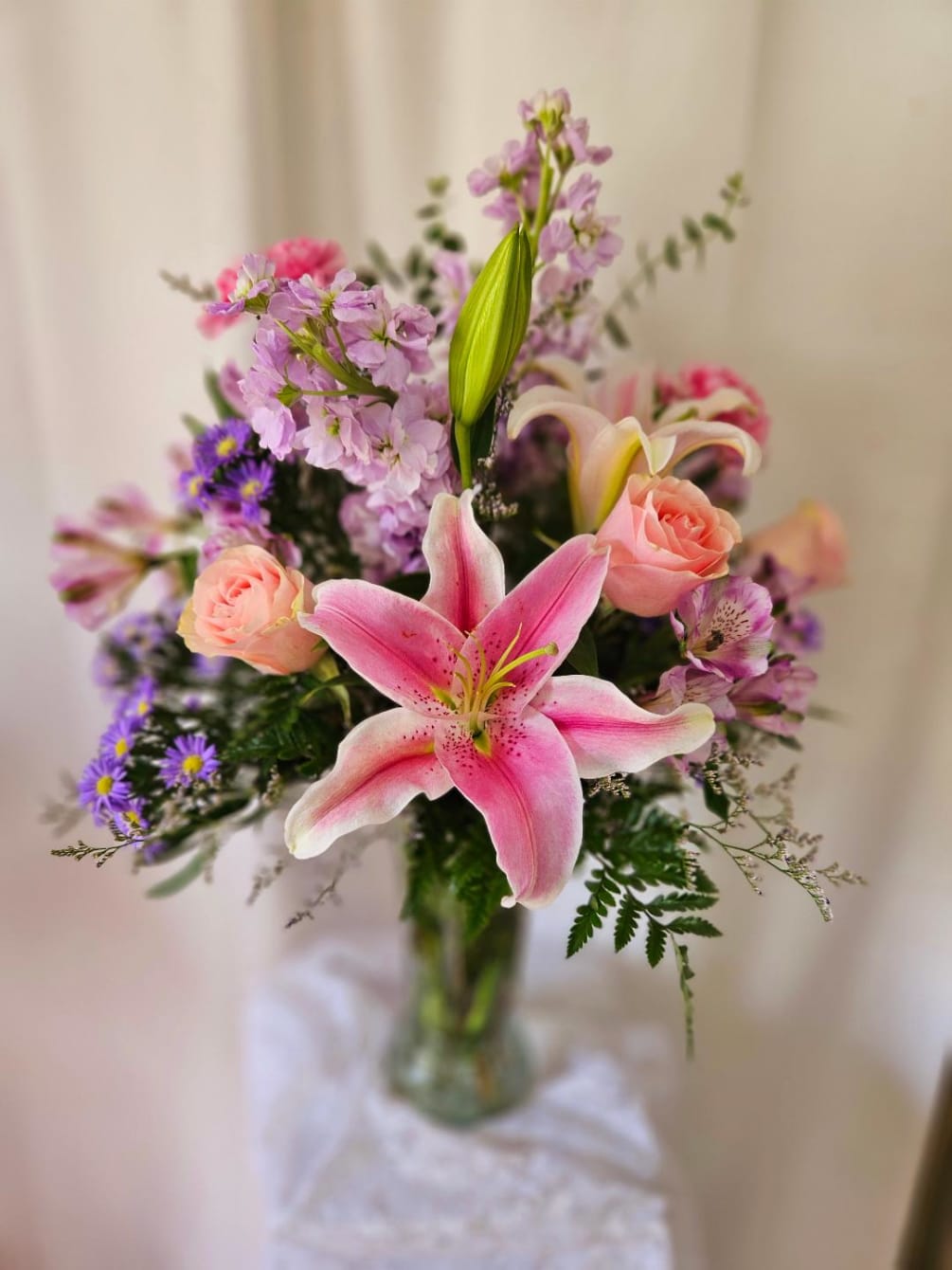 Introducing &#039;Stargazer Dreams: Elegance in Bloom,&#039; a captivating floral arrangement that effortlessly
