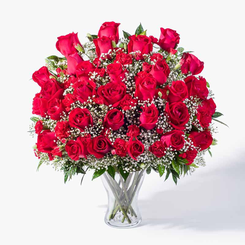 Composition of beautiful red roses that overflow love to those who receive
