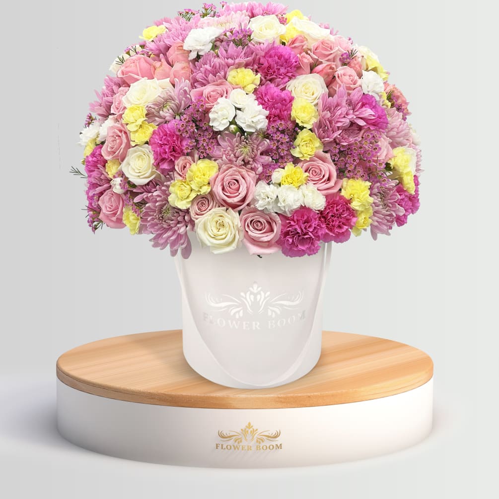 This cute pastel flower arrangement can be perfect &quot;New Baby&quot;, &quot;Birthday&quot;, &quot;Anniversary&quot;