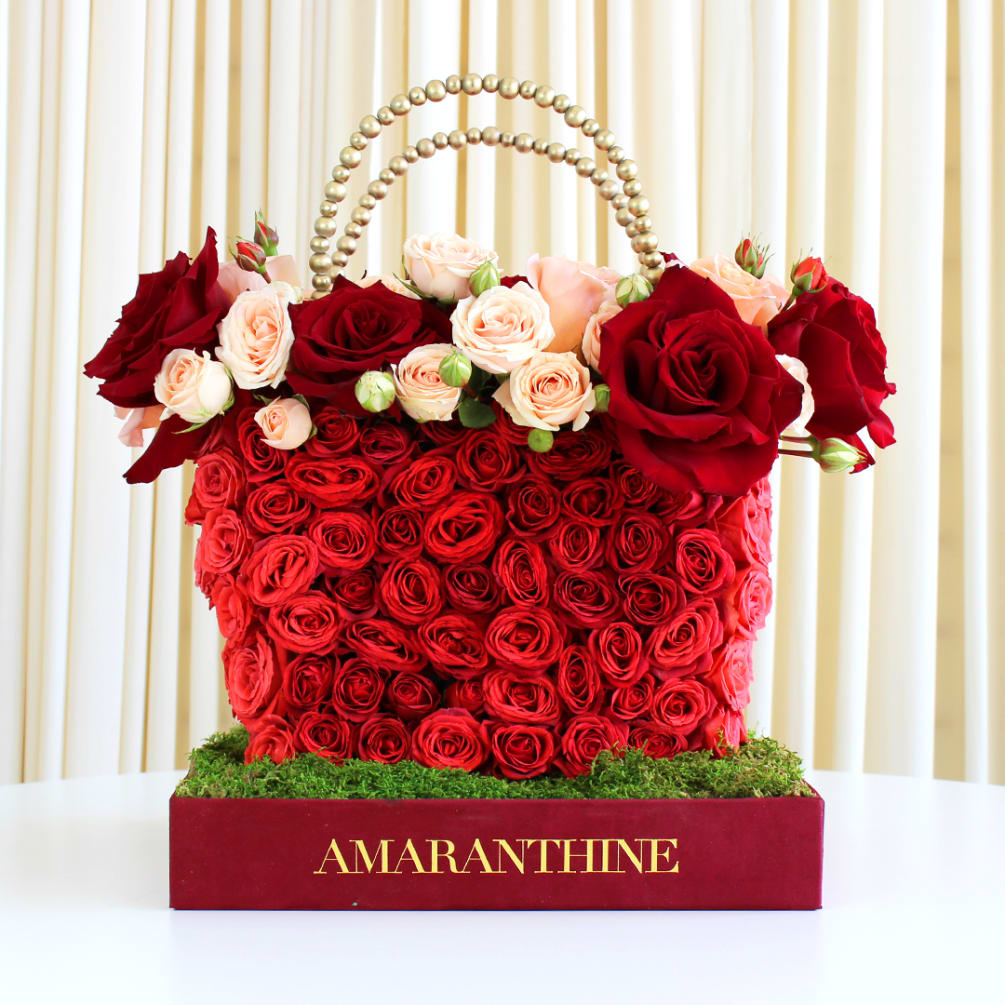 Red store rose purse