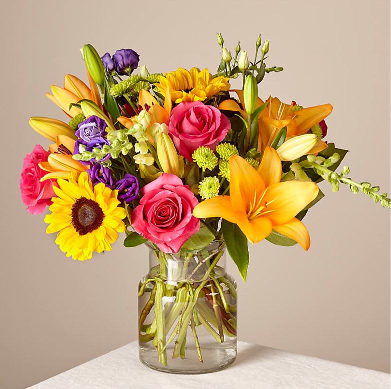 Best Day Bouquet handcrafted with a colorful array of summer flowers, including