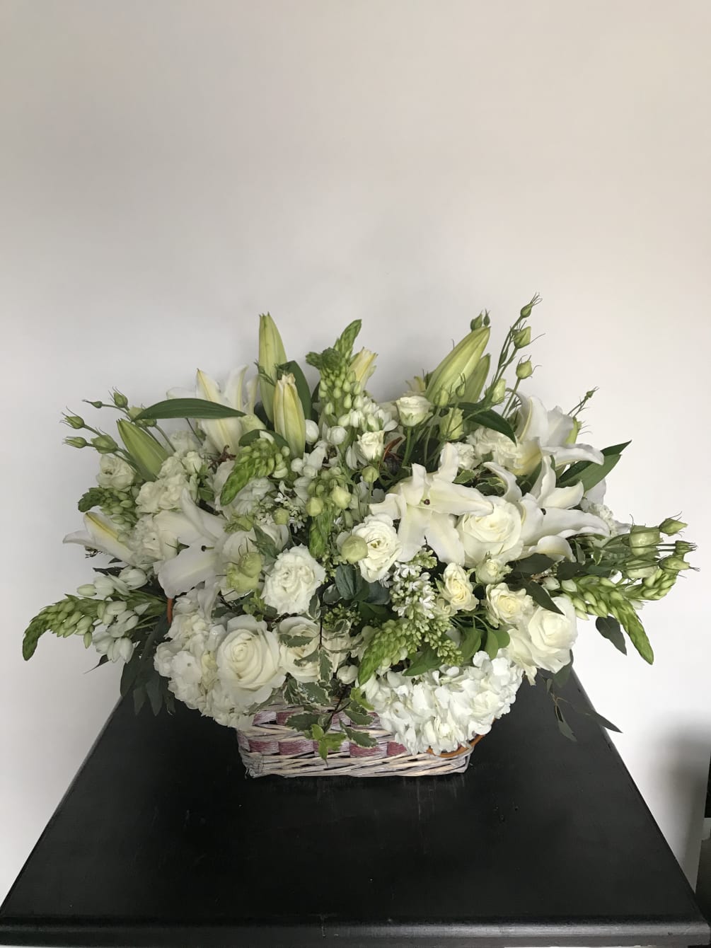 Lilies, roses, hydrangea, herbs and ivy