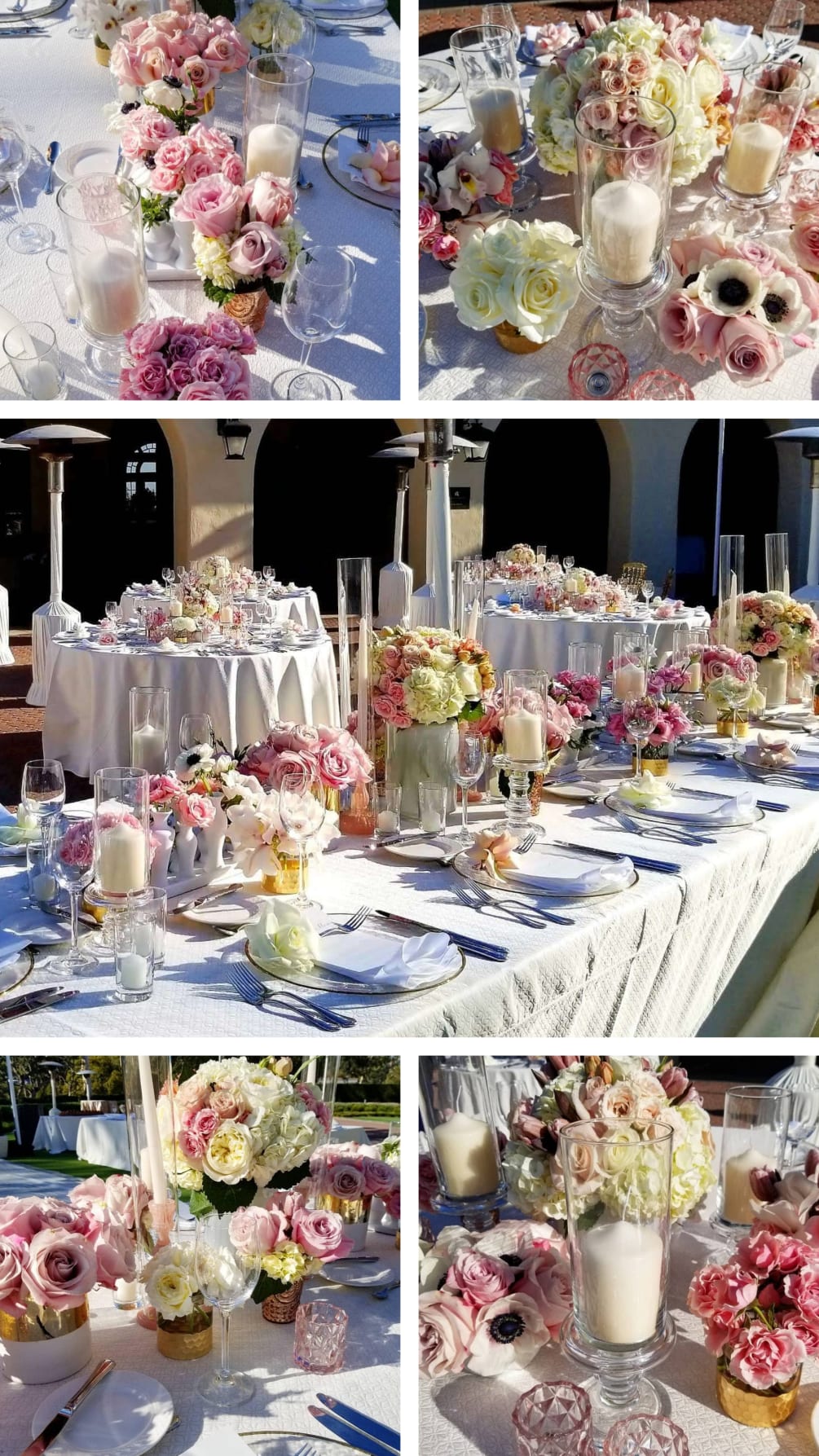 A sunny wedding with lush pink and white flowers creates a joyful