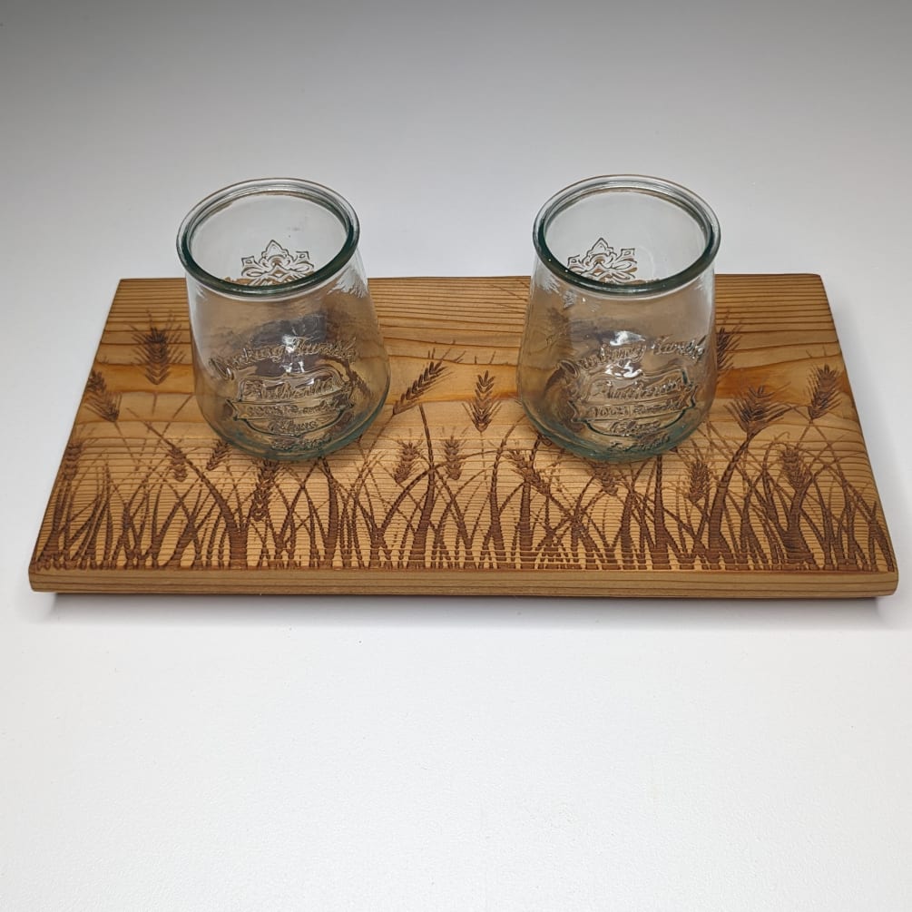 Locally made.
Introducing our Nature-Inspired Mini Tray Set, featuring two glasses nestled on