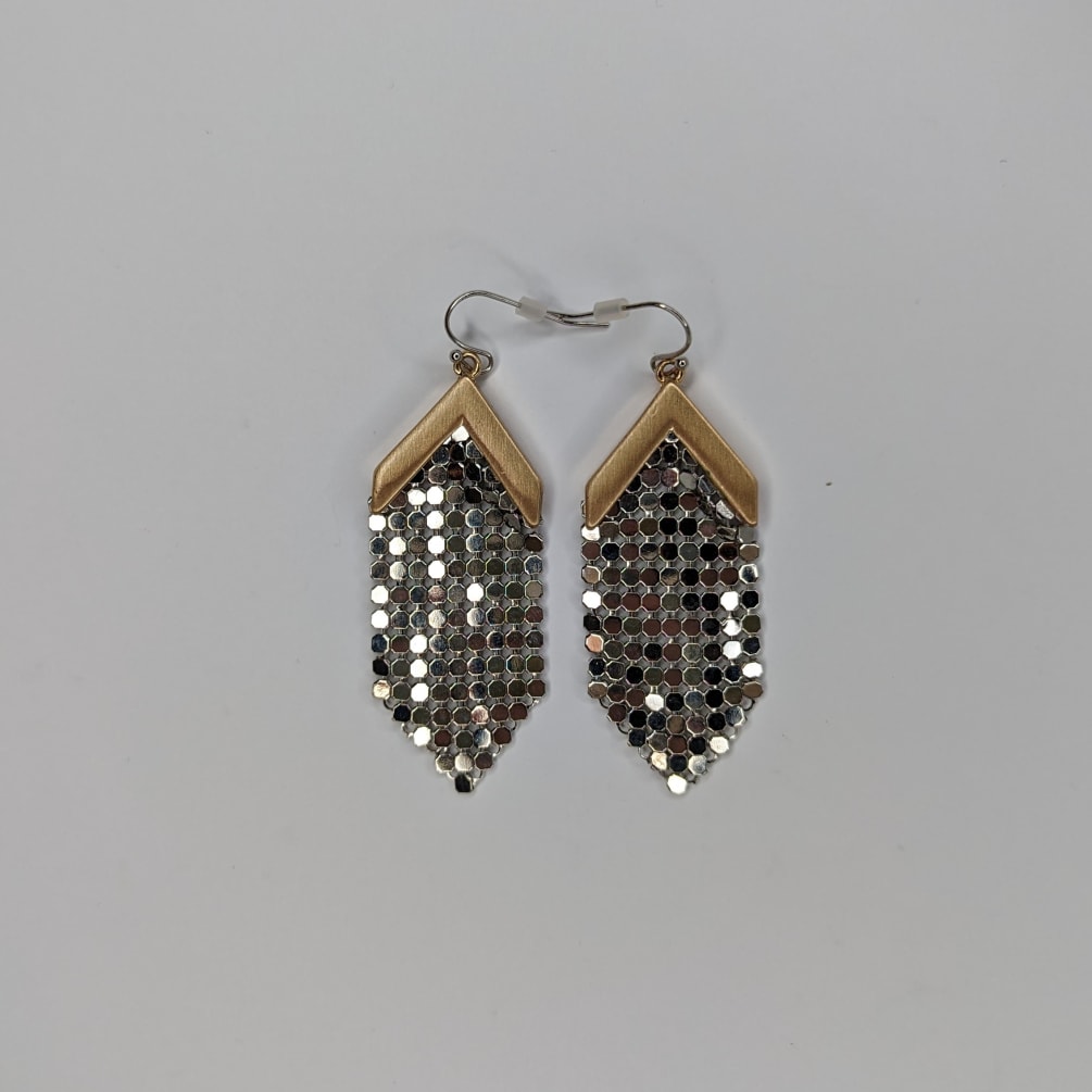 Explore exquisite earrings  adorned with metallic sequins for a touch of