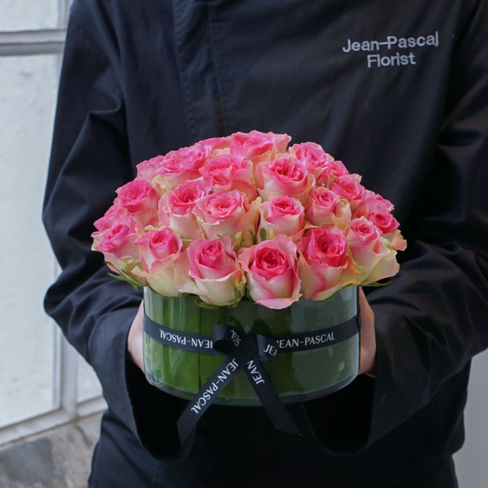 A luxurious pave of hot pink roses freshly picked from our local