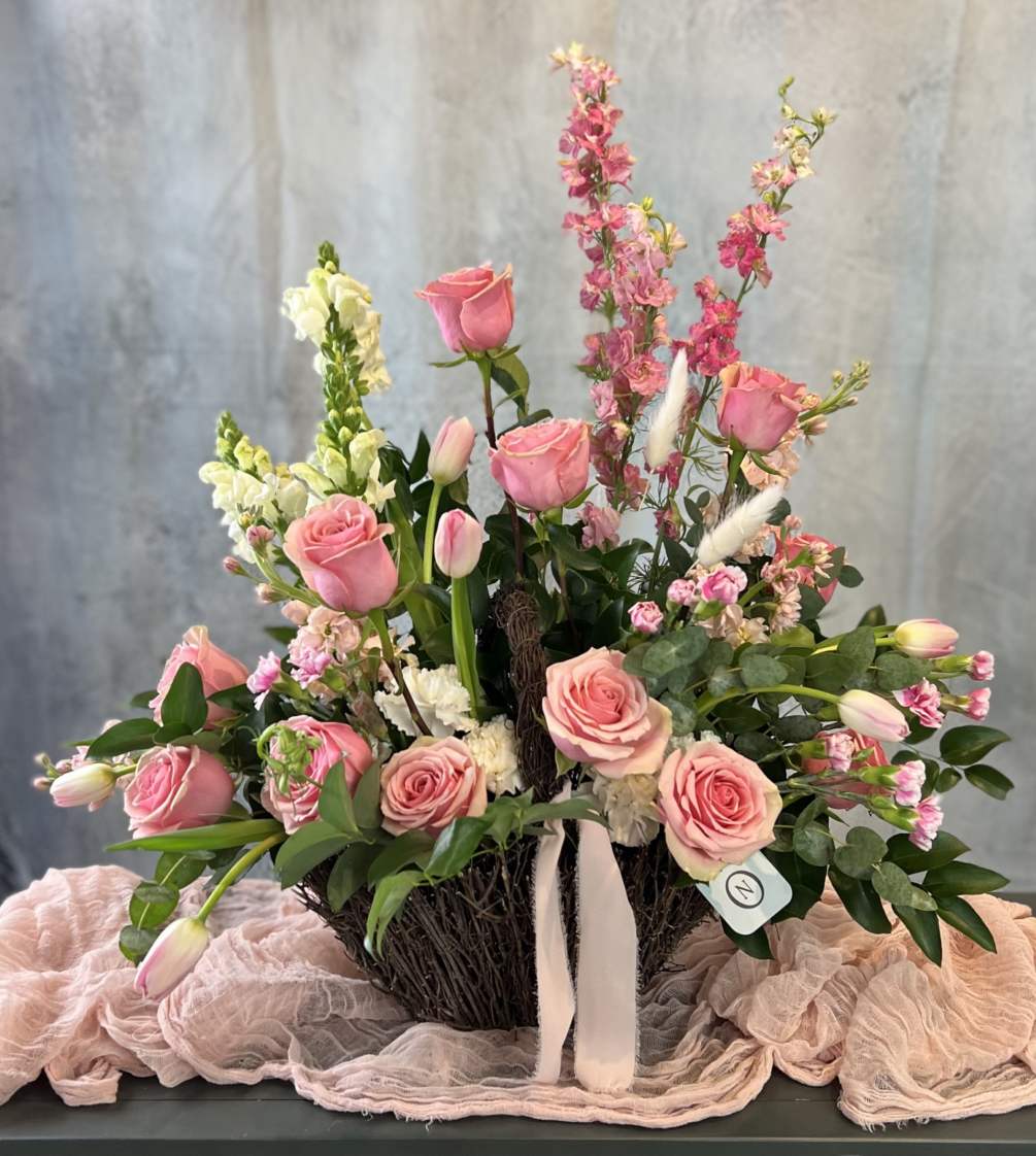 Floral baskets are the most popular arrangement this Valentine&rsquo;s Day! Perfectly pink