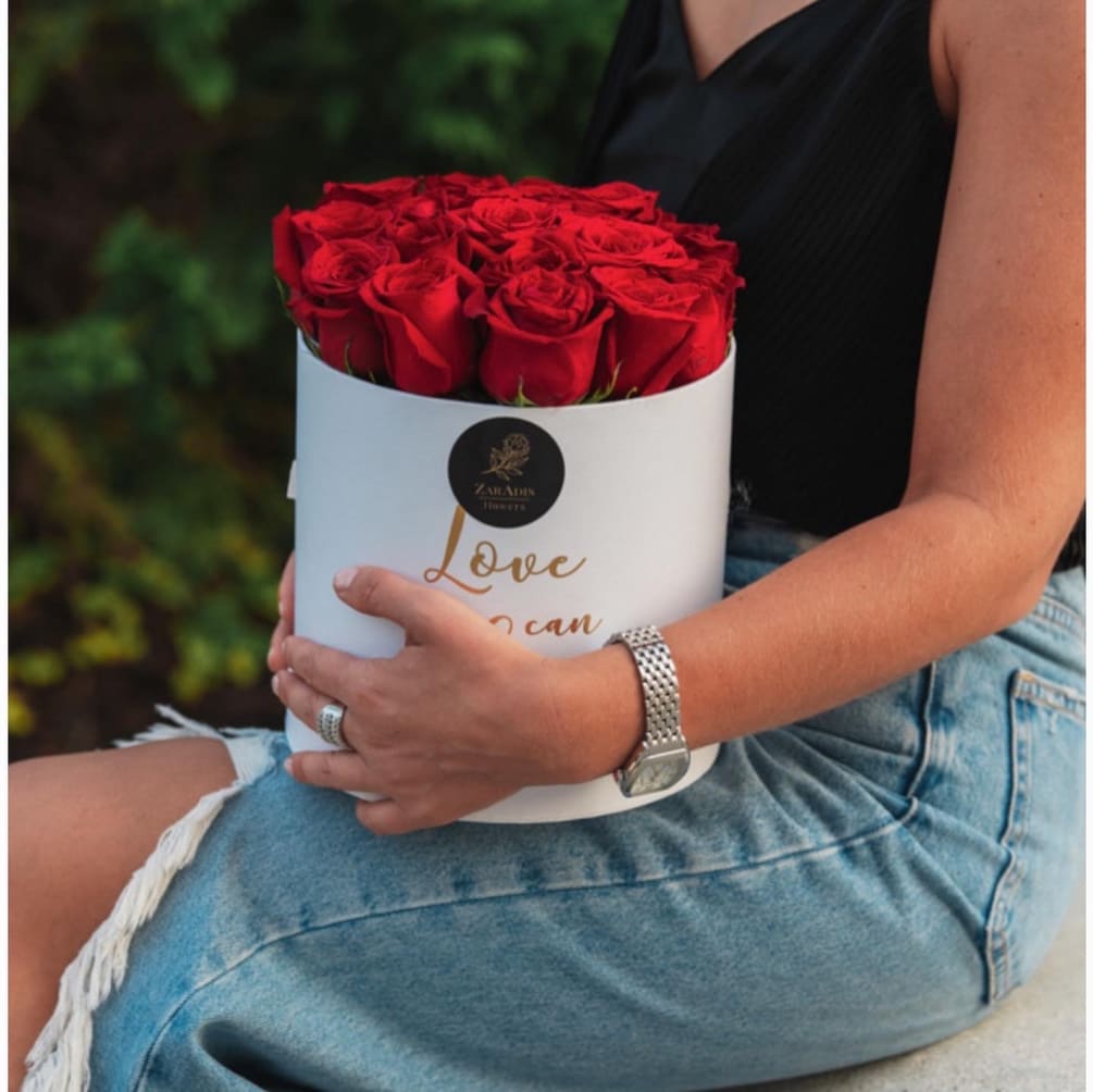 gift box of red roses