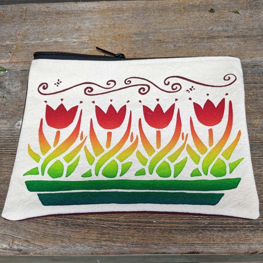 This 7x9 inch zippered bag is locally made by textile artist Beth