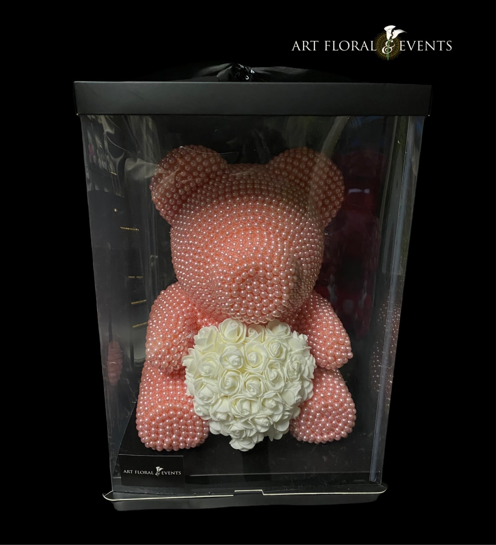 15 inch 3D Teddy Bear embellished with faux pearls decorated with a