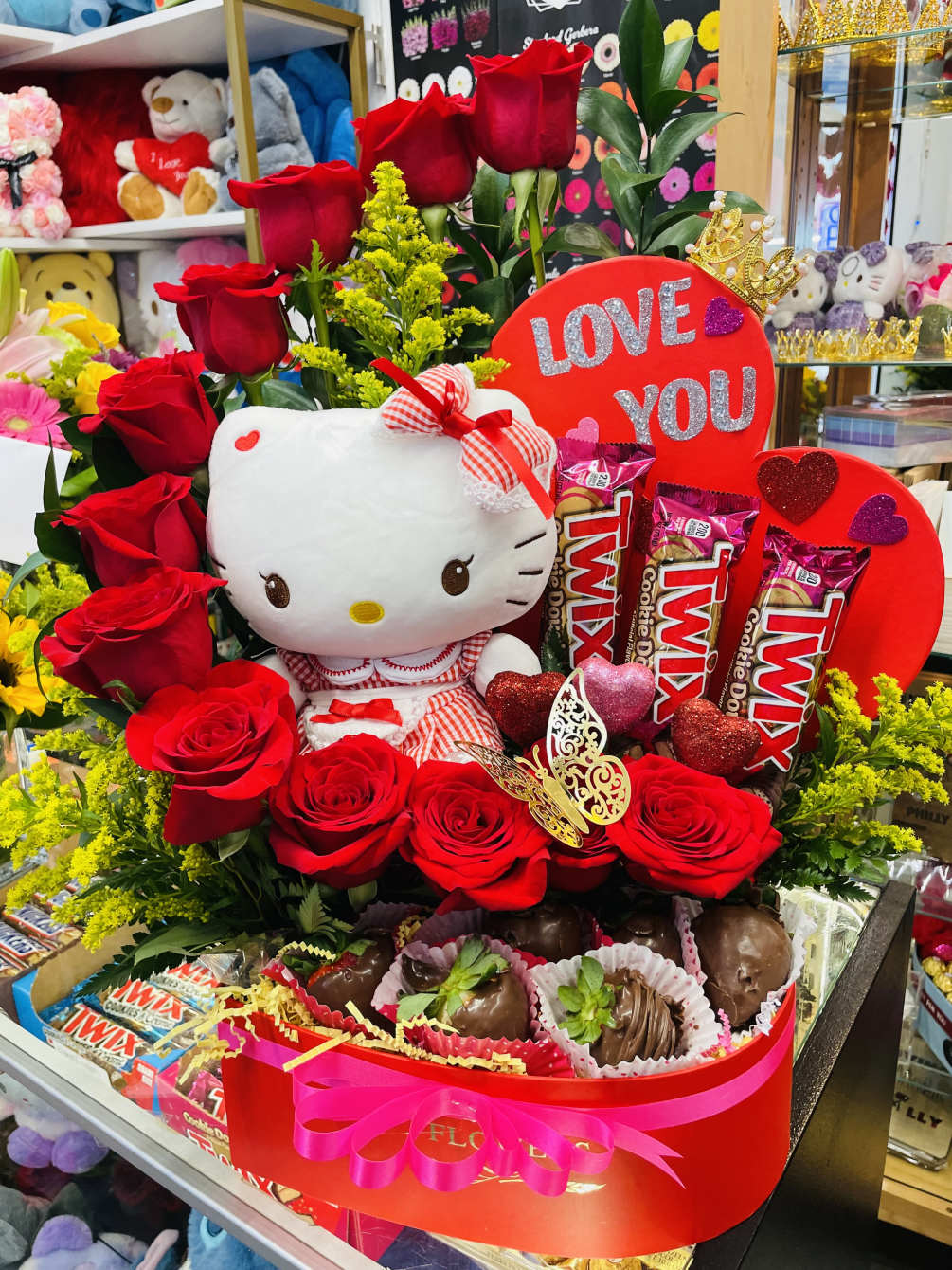 A fan of Hello Kitty? This stunning arrangement includes a little bit