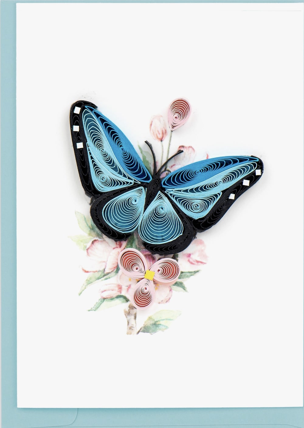 Blue Butterfly Enclosure Mini Card 
Blank inside for your message, 2.5&quot;x 3.5&quot;
Hand