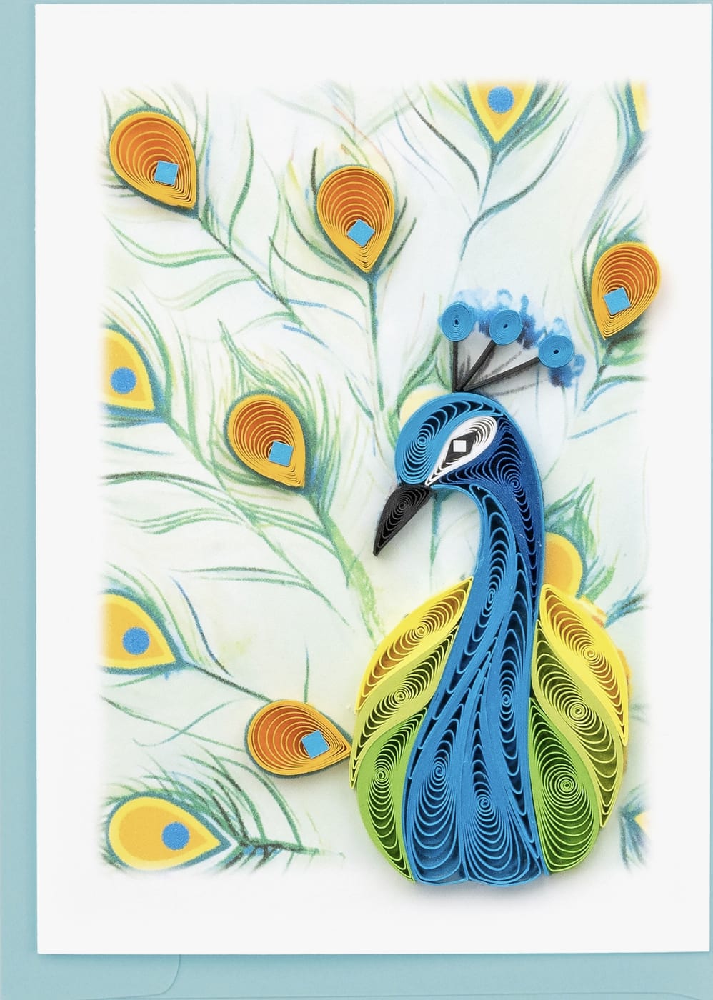 Peacock Enclosure Mini Card 
Blank inside for your message, 2.5&quot;x 3.5&quot;
Hand crafted