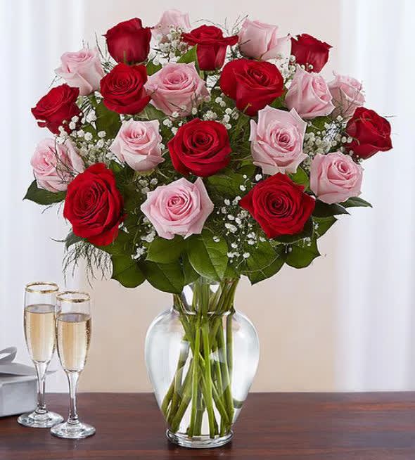 Our pink and red premium roses are an elegant surprise for the