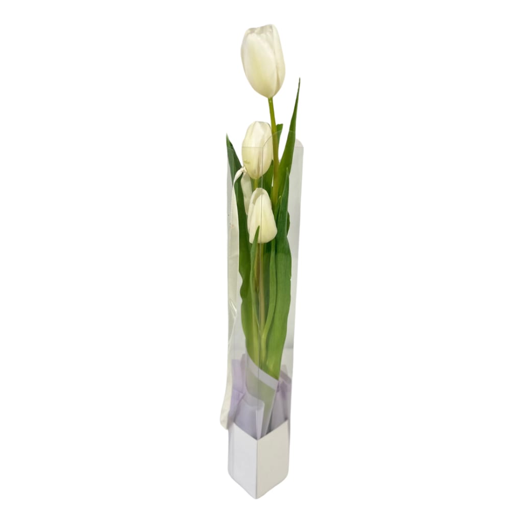 Mixed bouquet in modern clear box with handles. 

Standard comes with 3