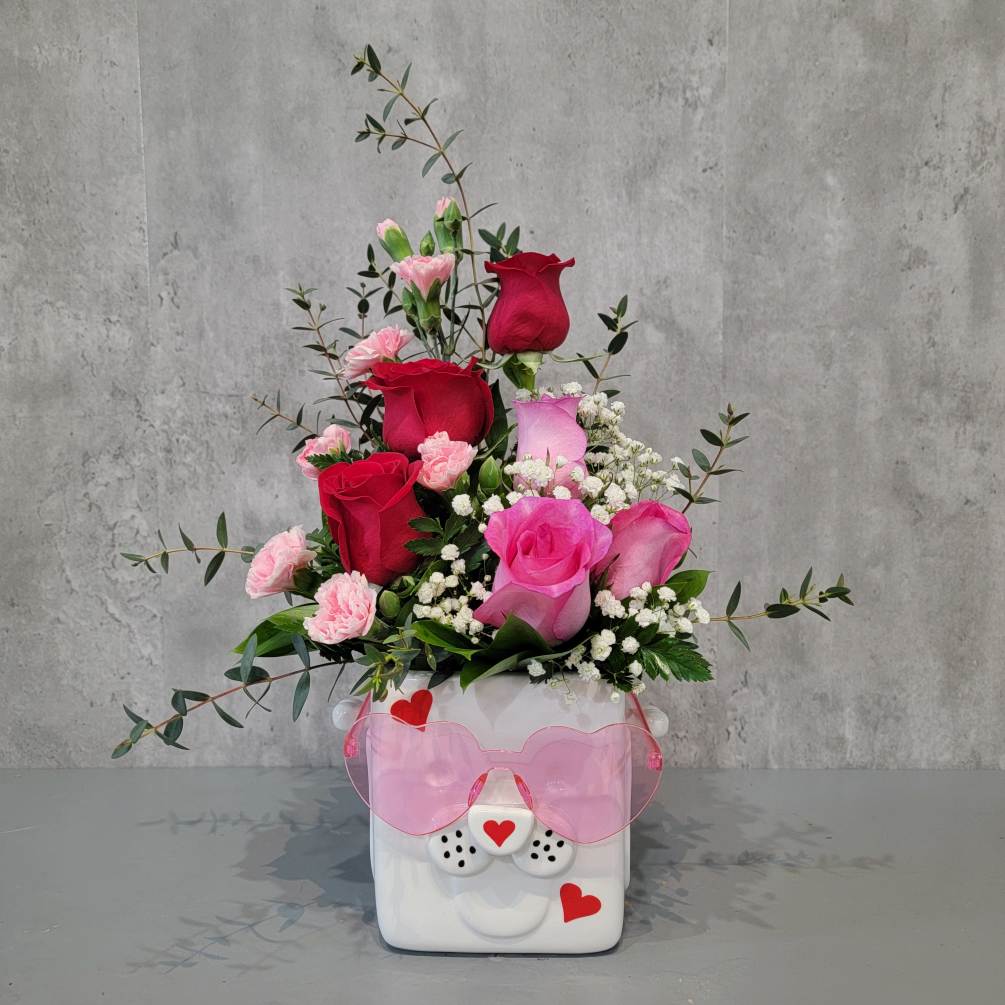 Introducing our adorable Valentine&#039;s Day Flower Pup Eyeglass Holder! This charming ceramic