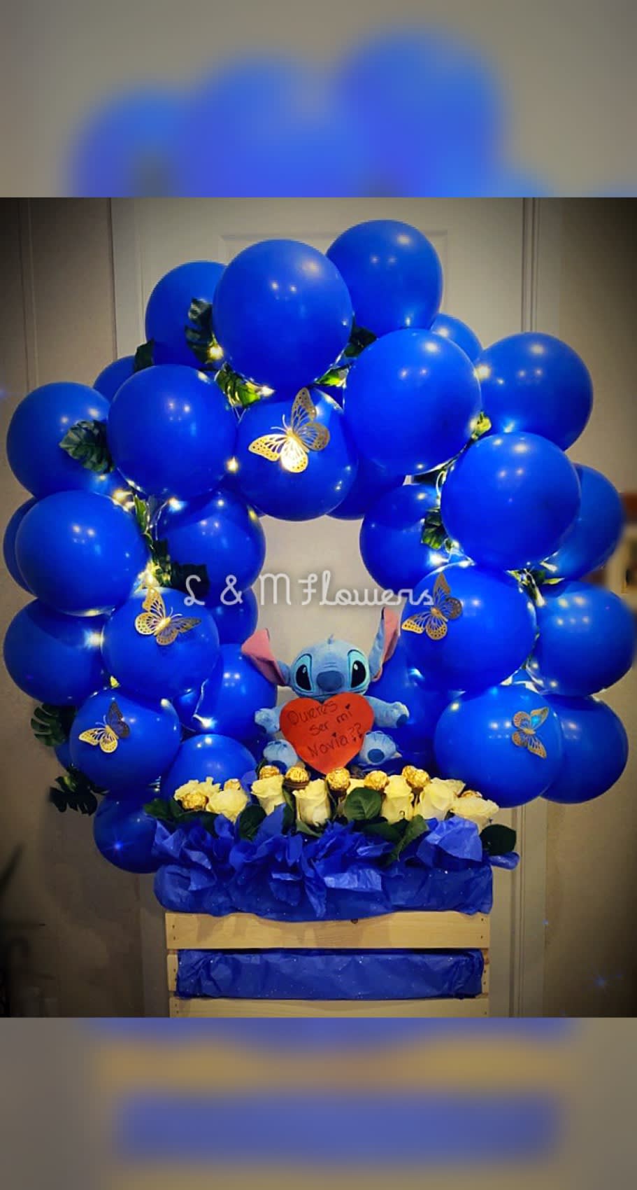 Our newest customer favorite arrangement will arrive with an arch of balloons