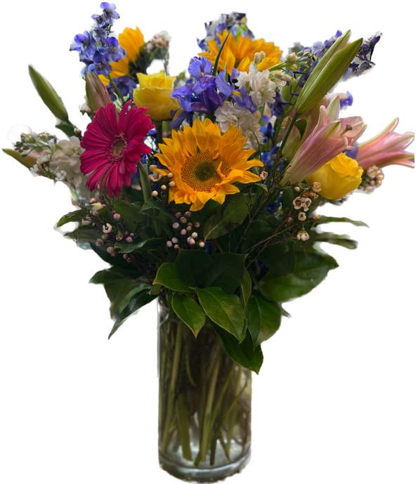 Celebrate good times with this lively bouquet. This arrangement includes seasonal blooms.