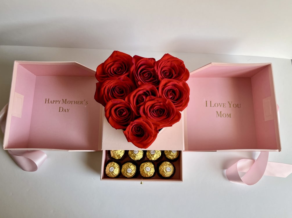 Surprise Pink Heart Box, With Chocolate Drawer, A Stunning Way To Reveal