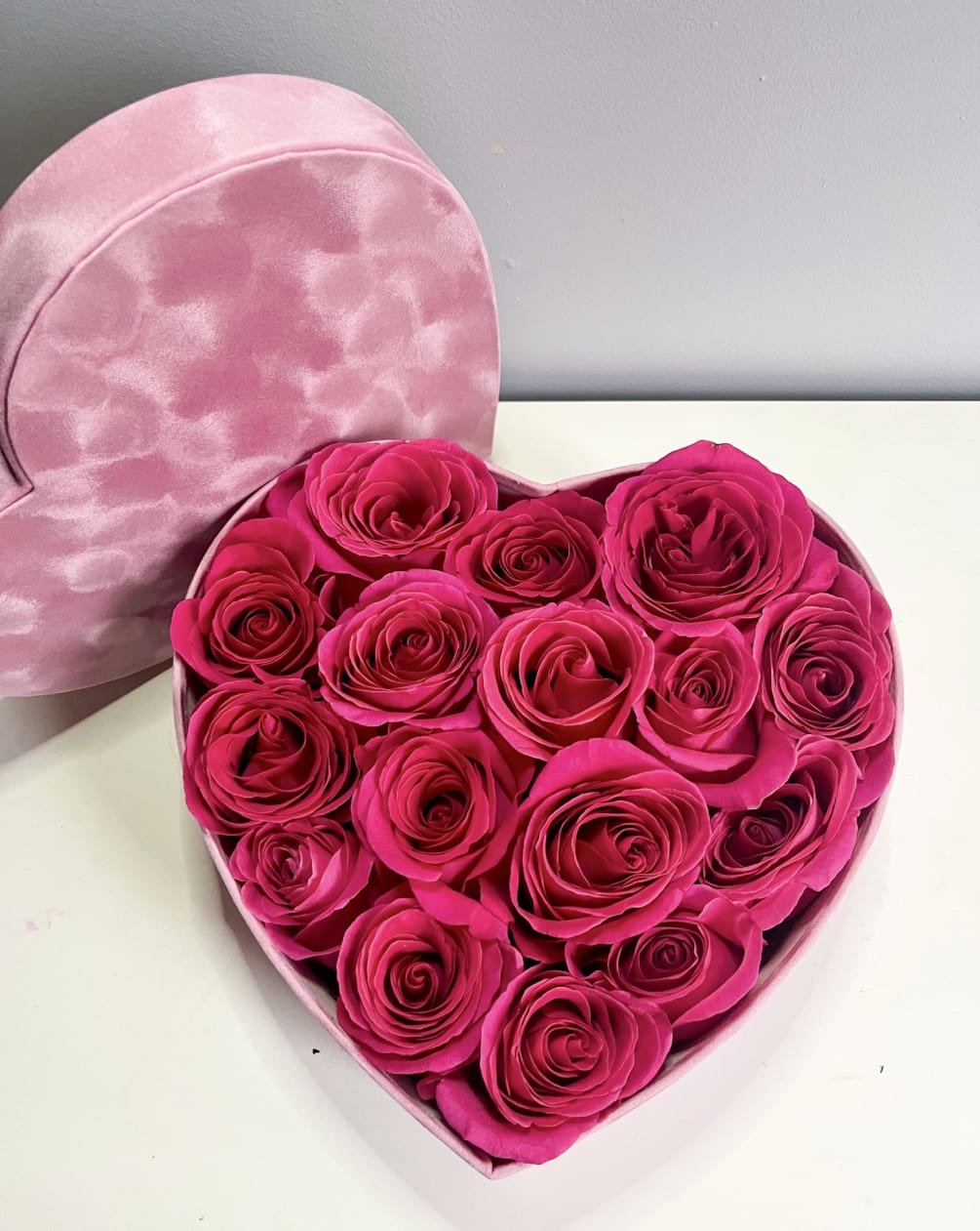 Elegant Velvety Smooth Floral Box Adorned With Premium Roses. Perfect For Any