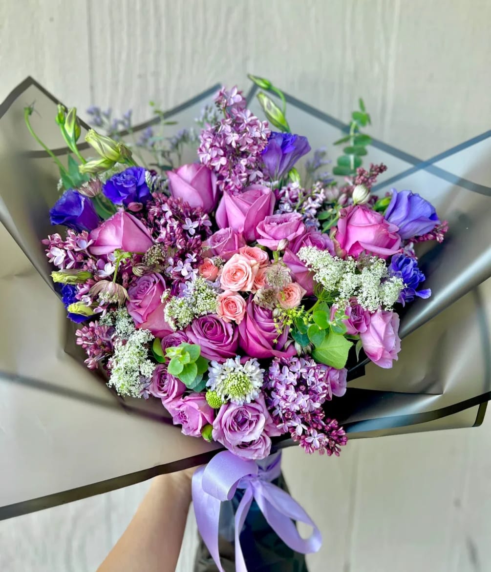 Waterproof Hand wrapped bouquet with love.. Featuring a seasonal favorite *Lilacs*. With