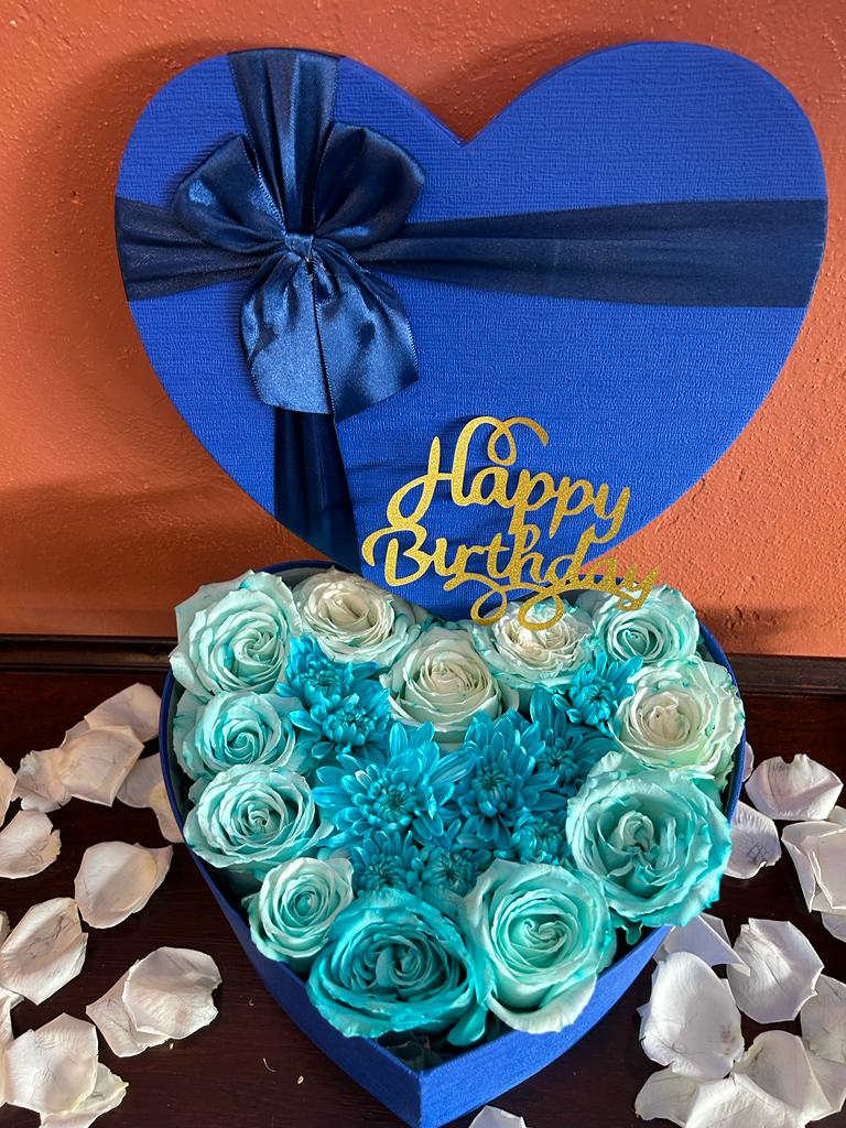 Blue heart filled with blue roses, special for any occasion.