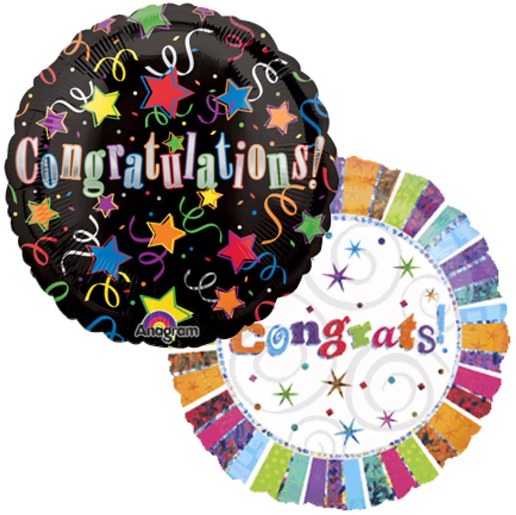 Add some extra celebration to the occasion with these two &quot;Congratulations&quot; mylar