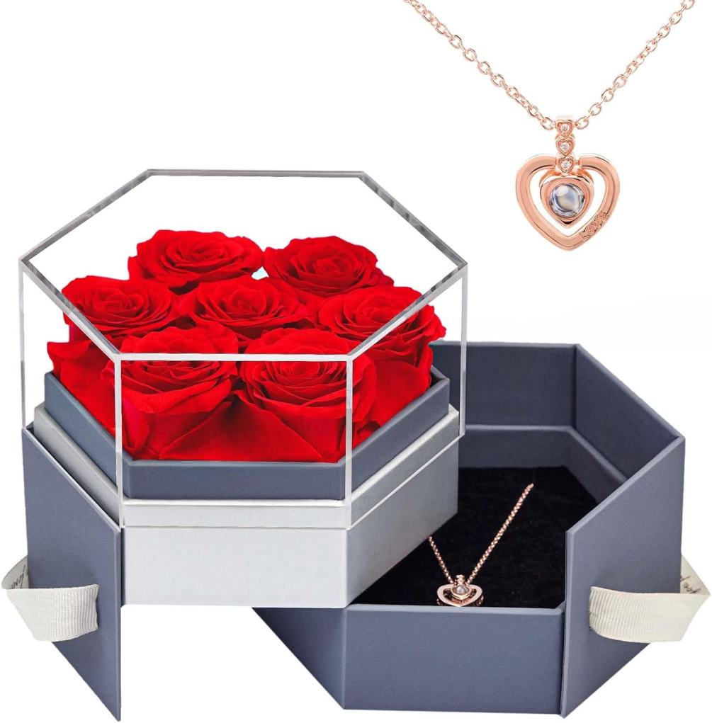 100% real roses：Our preserved roses box is handmade by 100% real roses