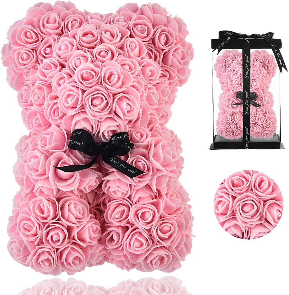 We have this beautiful bears in pink, red, white, black and different